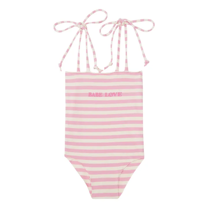 Striped 1-piece Jersey Bikini | Pink- Product image n°0