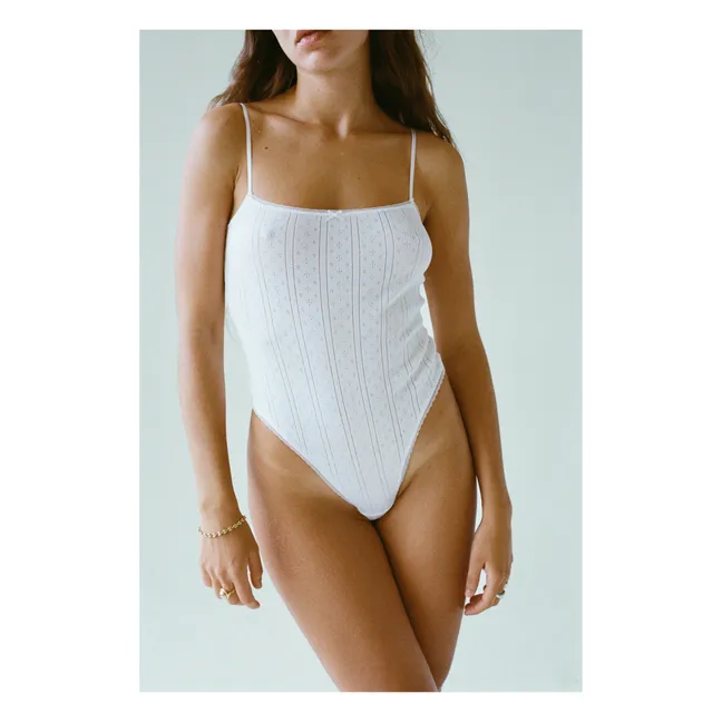 Organic Cotton Pointelle Bodysuit | White