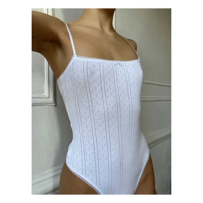 Organic Cotton Pointelle Bodysuit | White