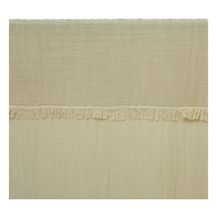 Flanné cotton curtain with fringe | Sand- Product image n°1