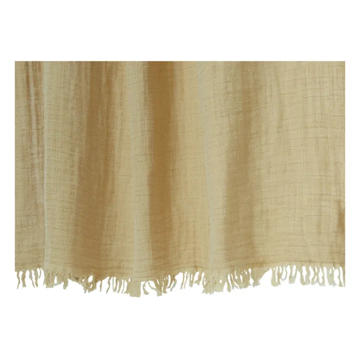 Flanné cotton curtain with fringe | Sand- Product image n°2