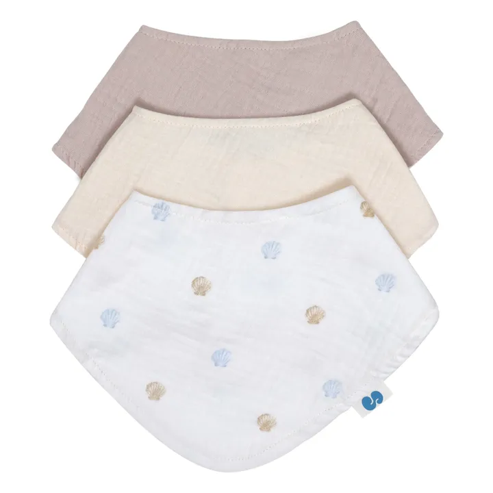 Bavoirs bandana Seaside en coton bio - Set de 3 | Seaside- Image produit n°0