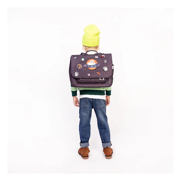 Cartable Midi Space Invaders | Gris anthracite- Image produit n°0