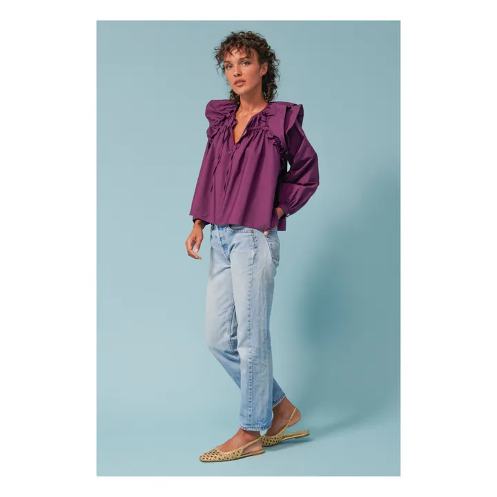 Blouse Bali Popeline de Coton | Violet- Image produit n°2