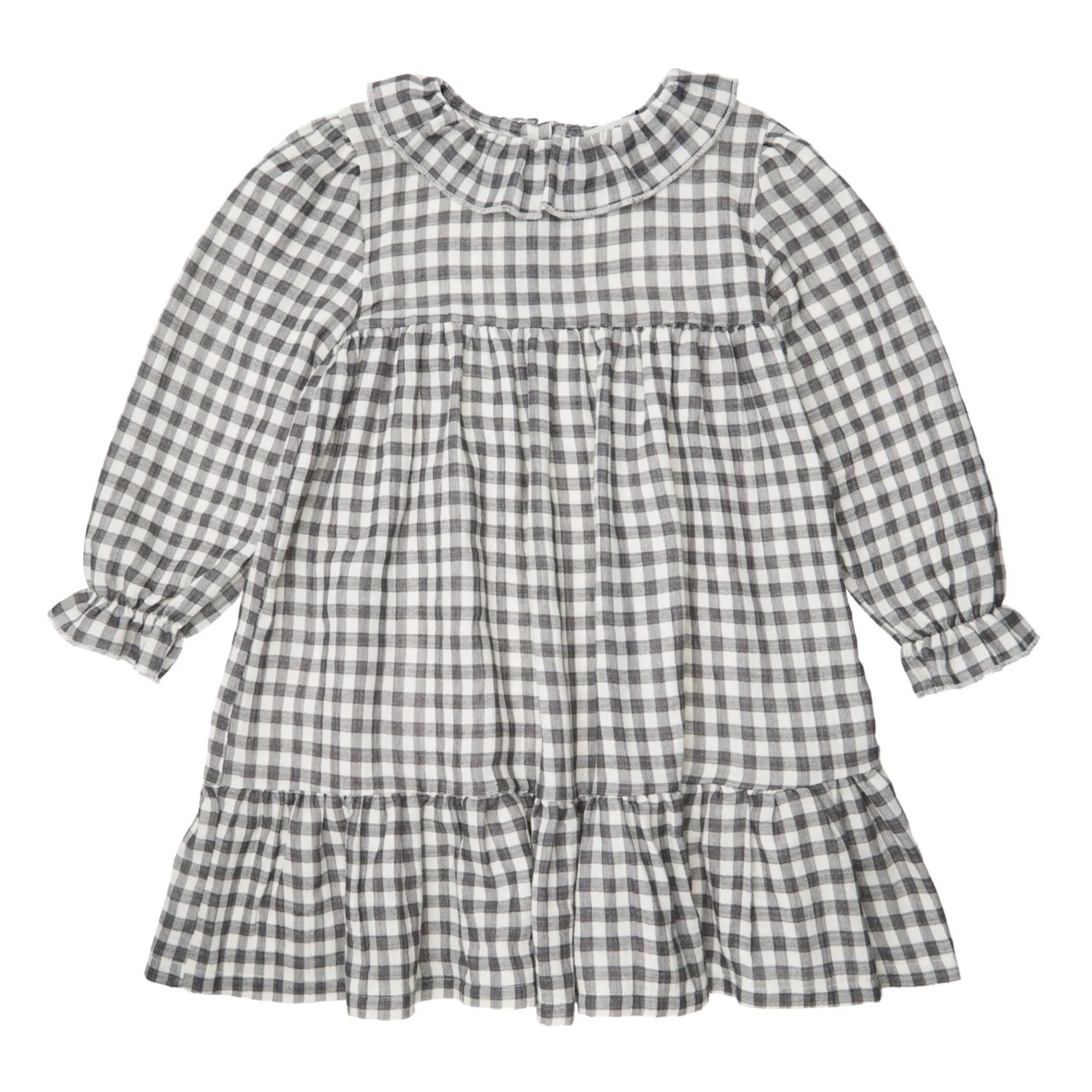 Tocoto Vintage Ecru Vichy Organic Cotton Dress
