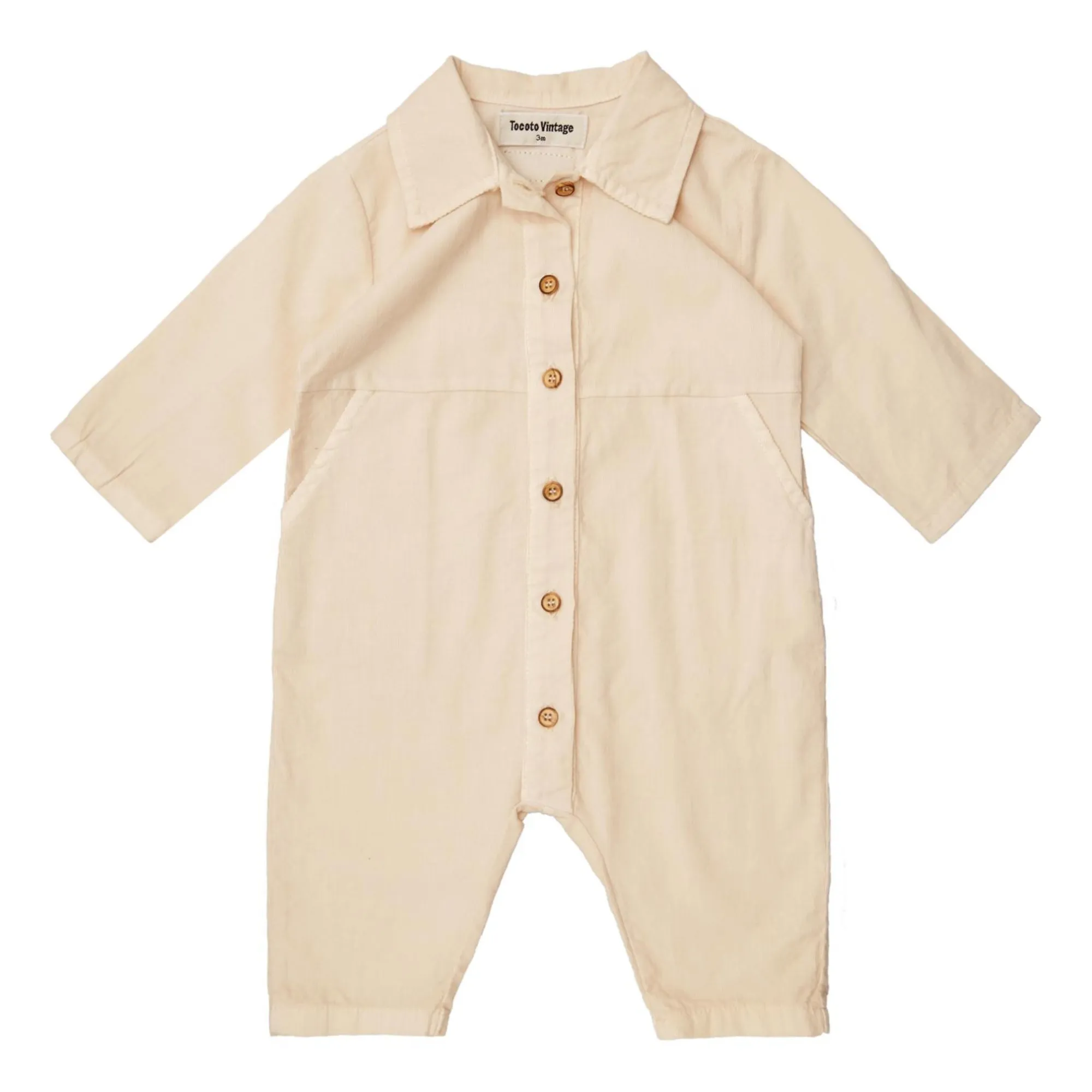Tocoto Vintage Ecru Milleraies Velour Baby Jumpsuit