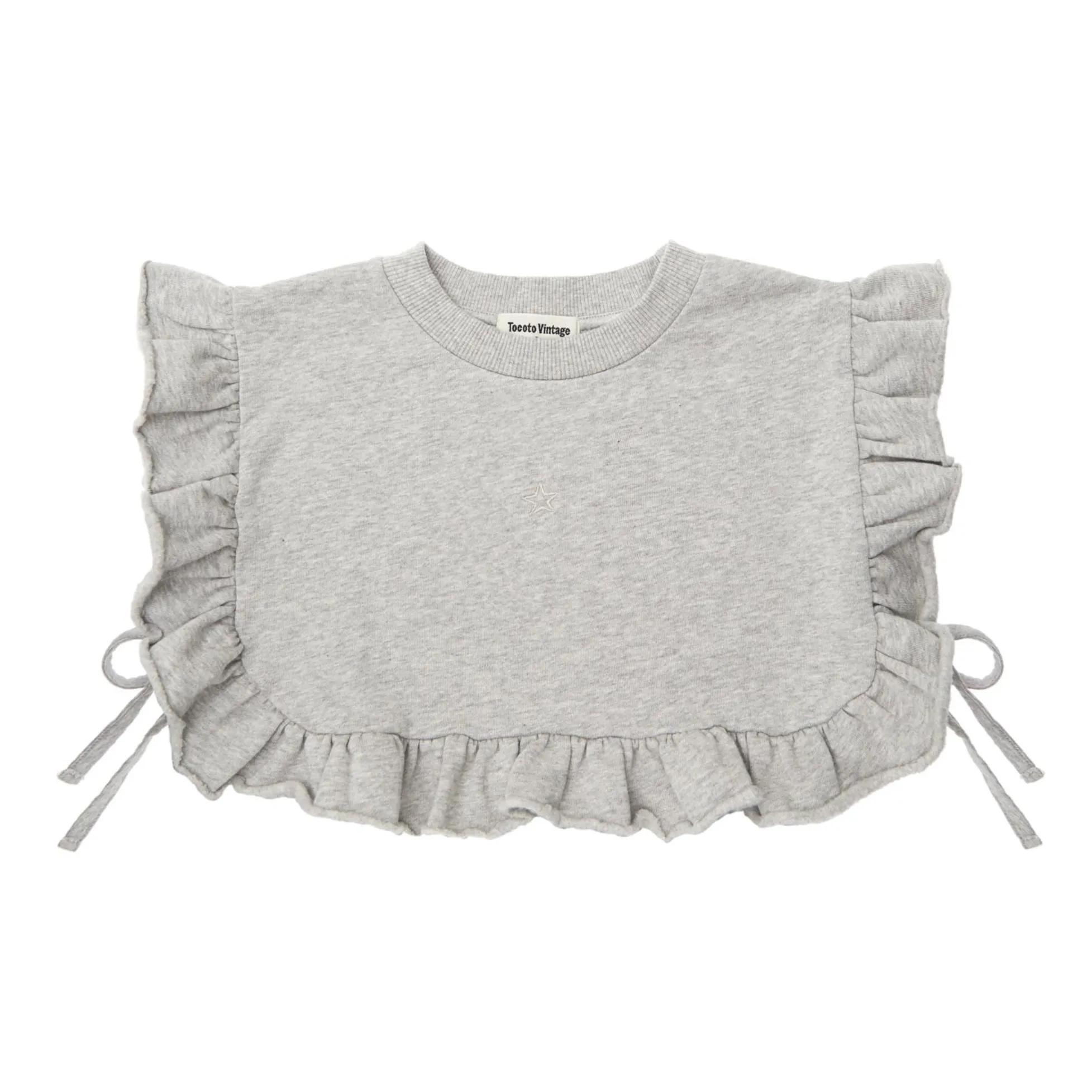 Tocoto Vintage Heather Grey Organic Fleece Frill Top