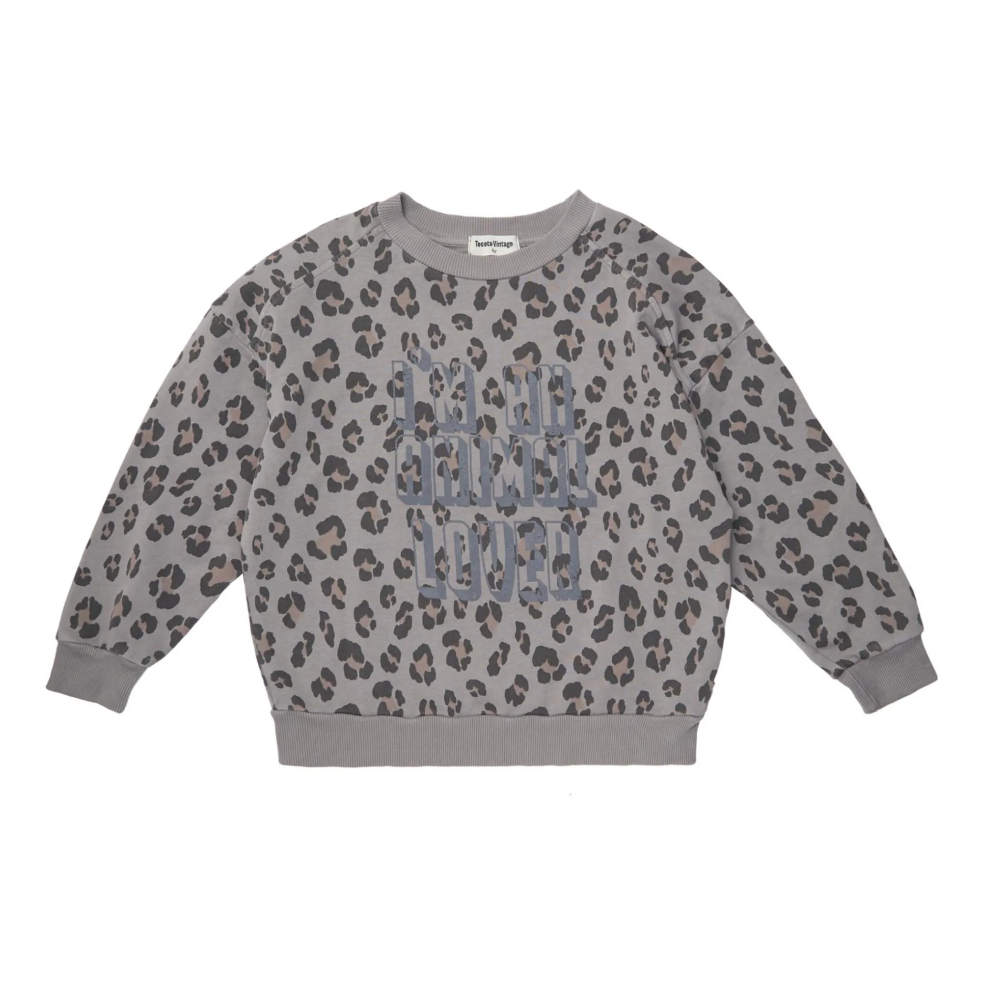 Tocoto Vintage Grey Leopard Print Organic Cotton Sweatshirt