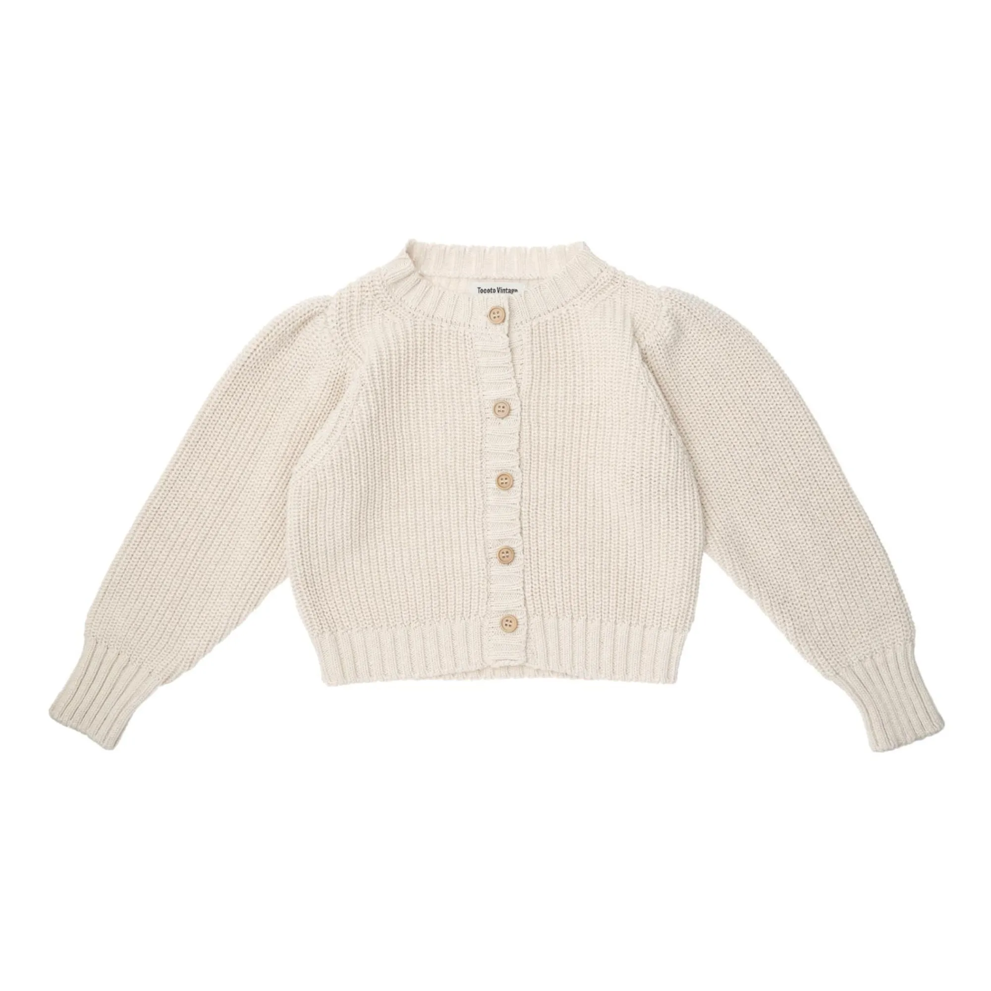 Tocoto Vintage Ecru Basic Organic Cotton Cardigan