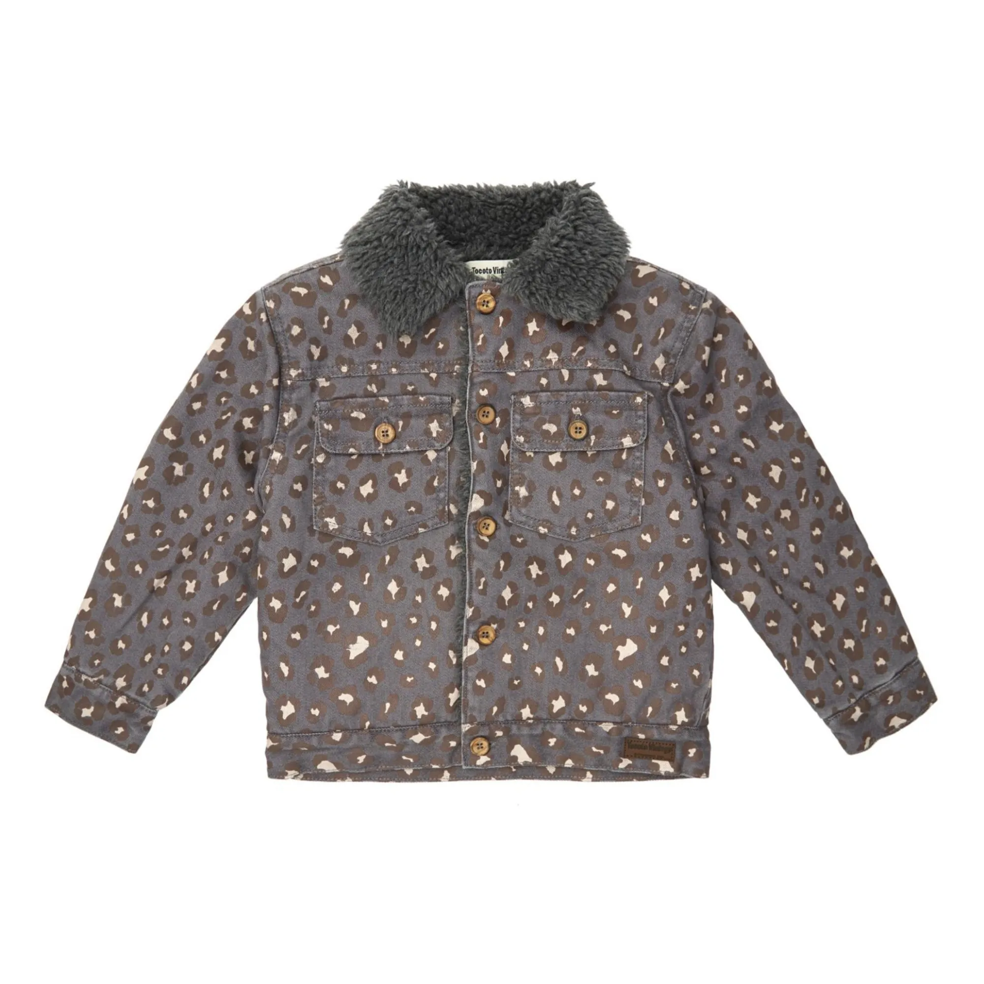 Tocoto Vintage Dark Grey Leopard Jean Jacket