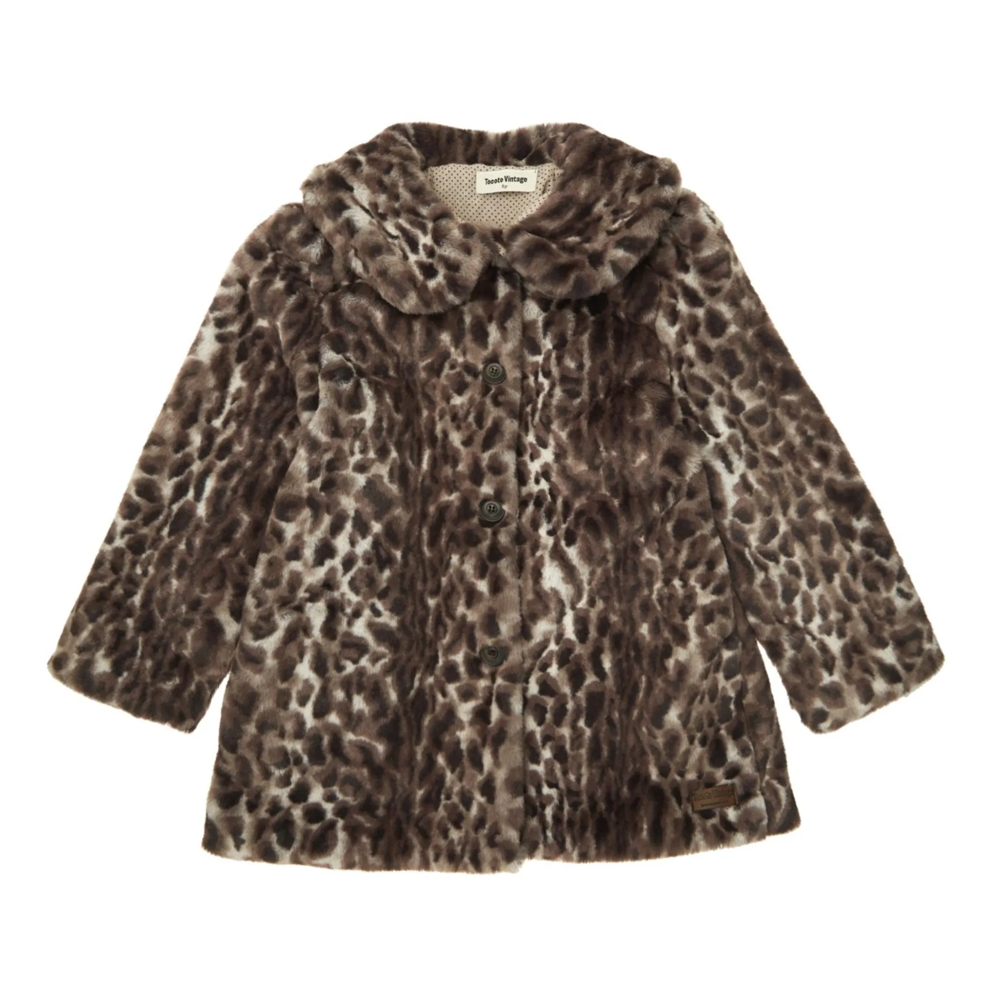 Tocoto Vintage Beige Leopard Print Faux Fur Coat
