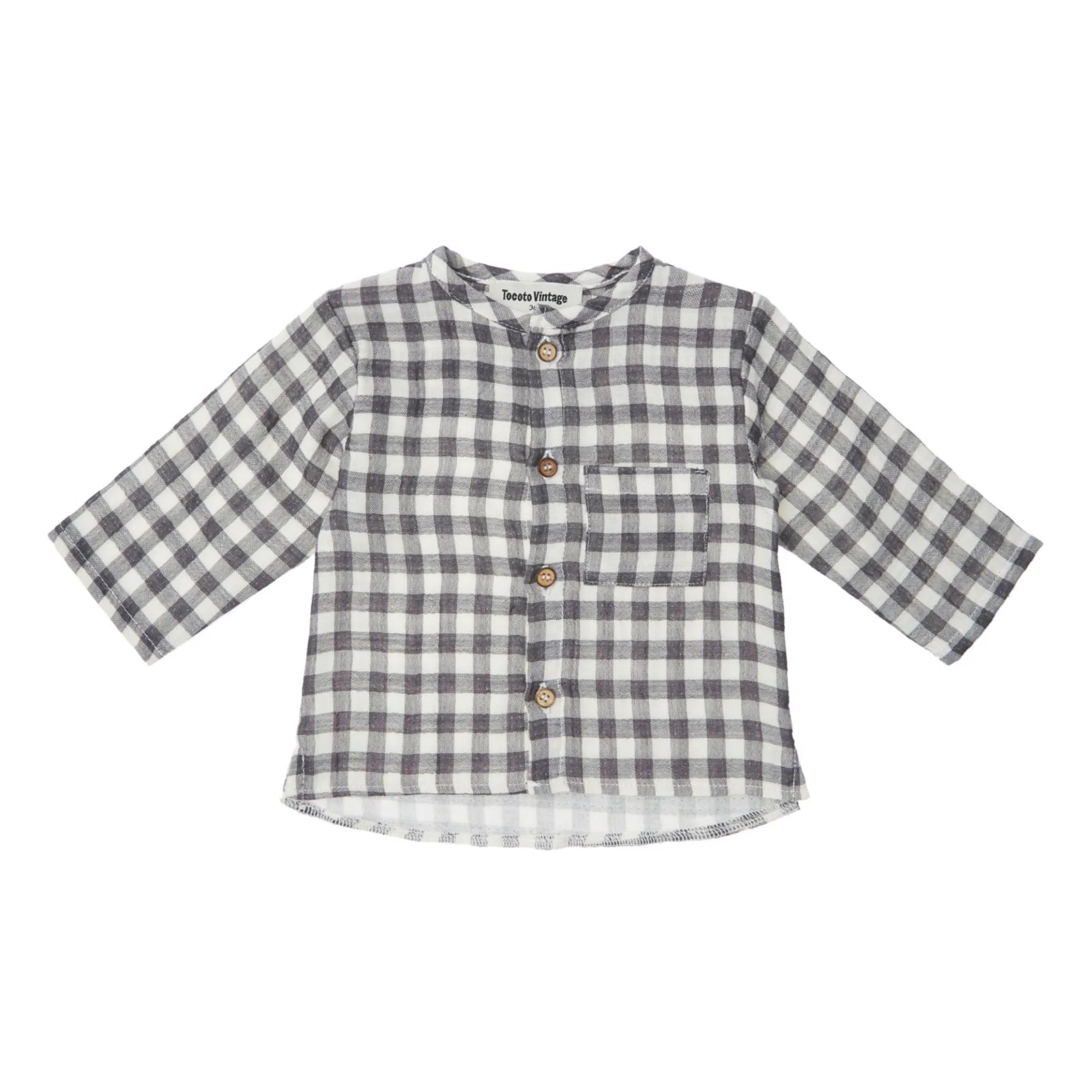Tocoto Vintage Ecru Baby Organic Cotton Vichy Shirt