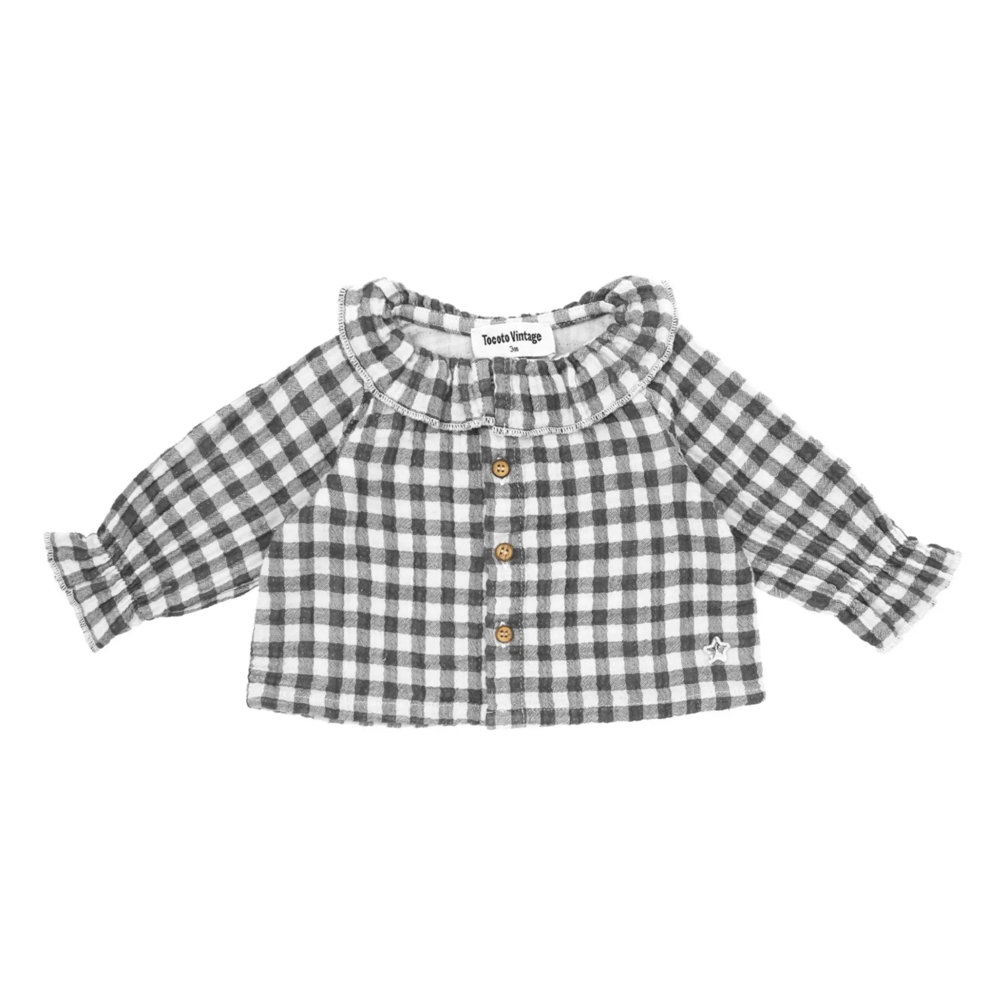 Tocoto Vintage Ecru Baby Blouse Organic Cotton Vichy