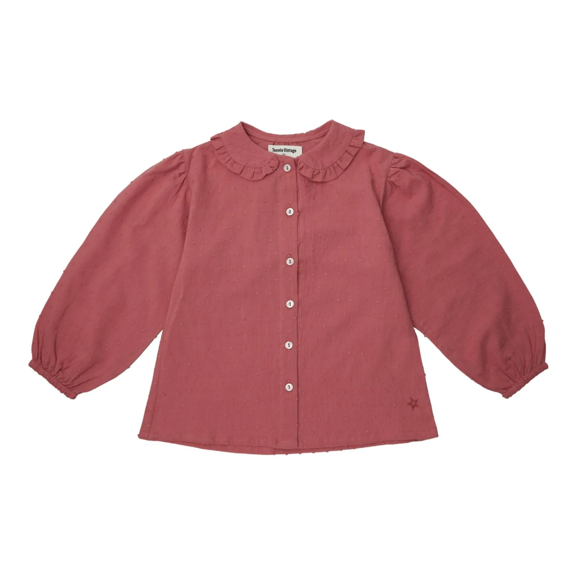 Tocoto Vintage Pink Dotted Swiss Blouse