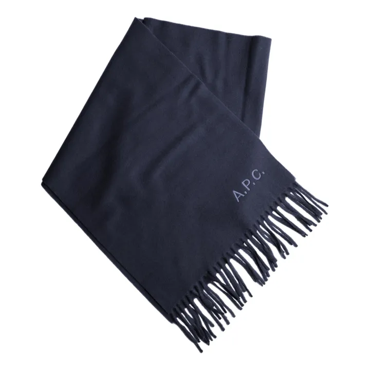 Ambroise Embroidered Wool Scarf  | Navy blue- Product image n°0