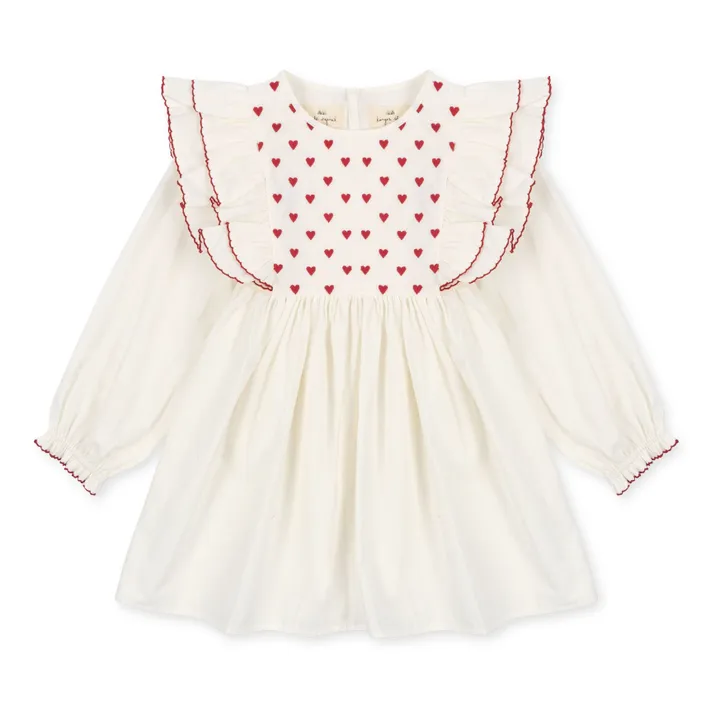 Vestido Corazón de Algodón Ecológico | Blanco- Imagen del producto n°0