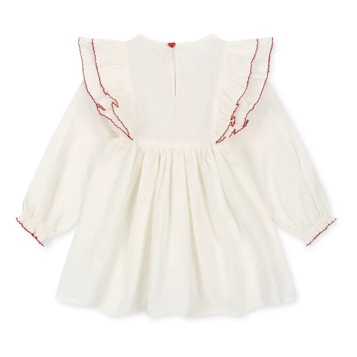 Vestido Corazón de Algodón Ecológico | Blanco- Imagen del producto n°6