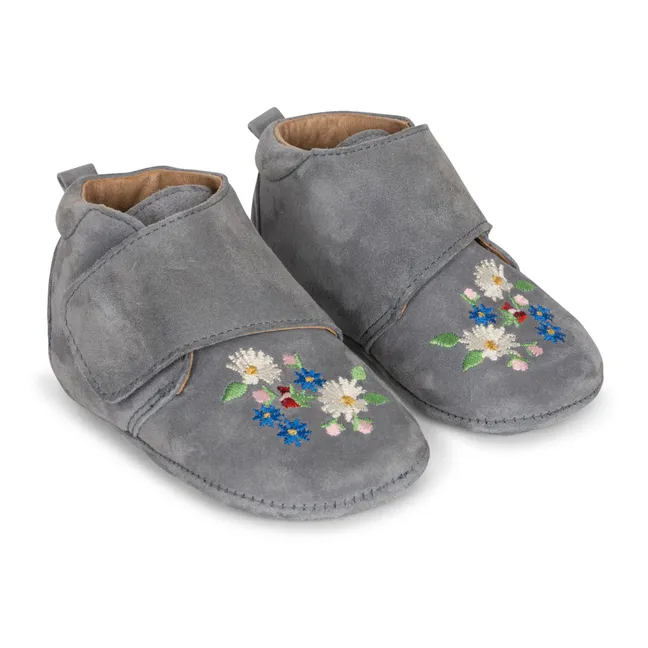 Mamour Embroidered Suede Slippers | Grey