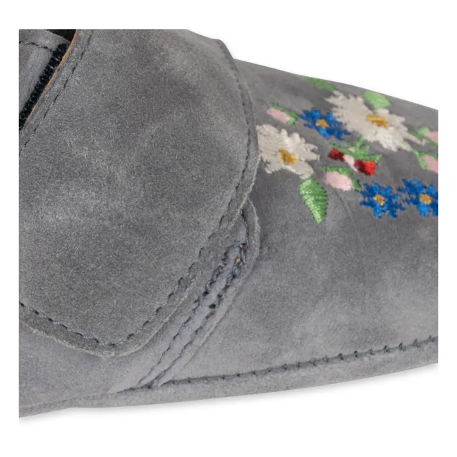 Mamour Embroidered Suede Slippers | Grey