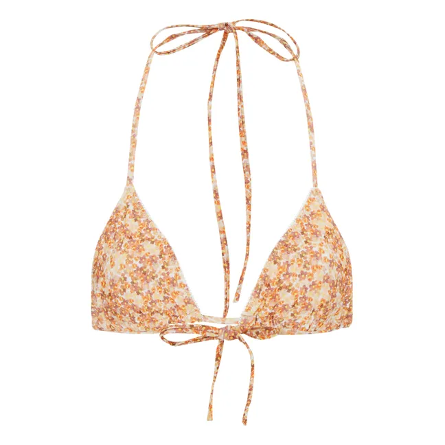 Nyala Floral Printed Bikini Top | Orange