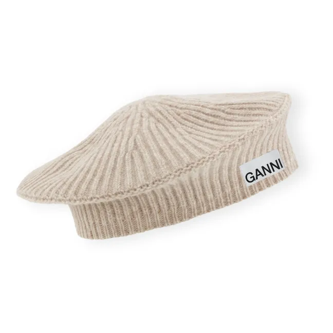 Recycled Wool Ribbed Beret | Sand