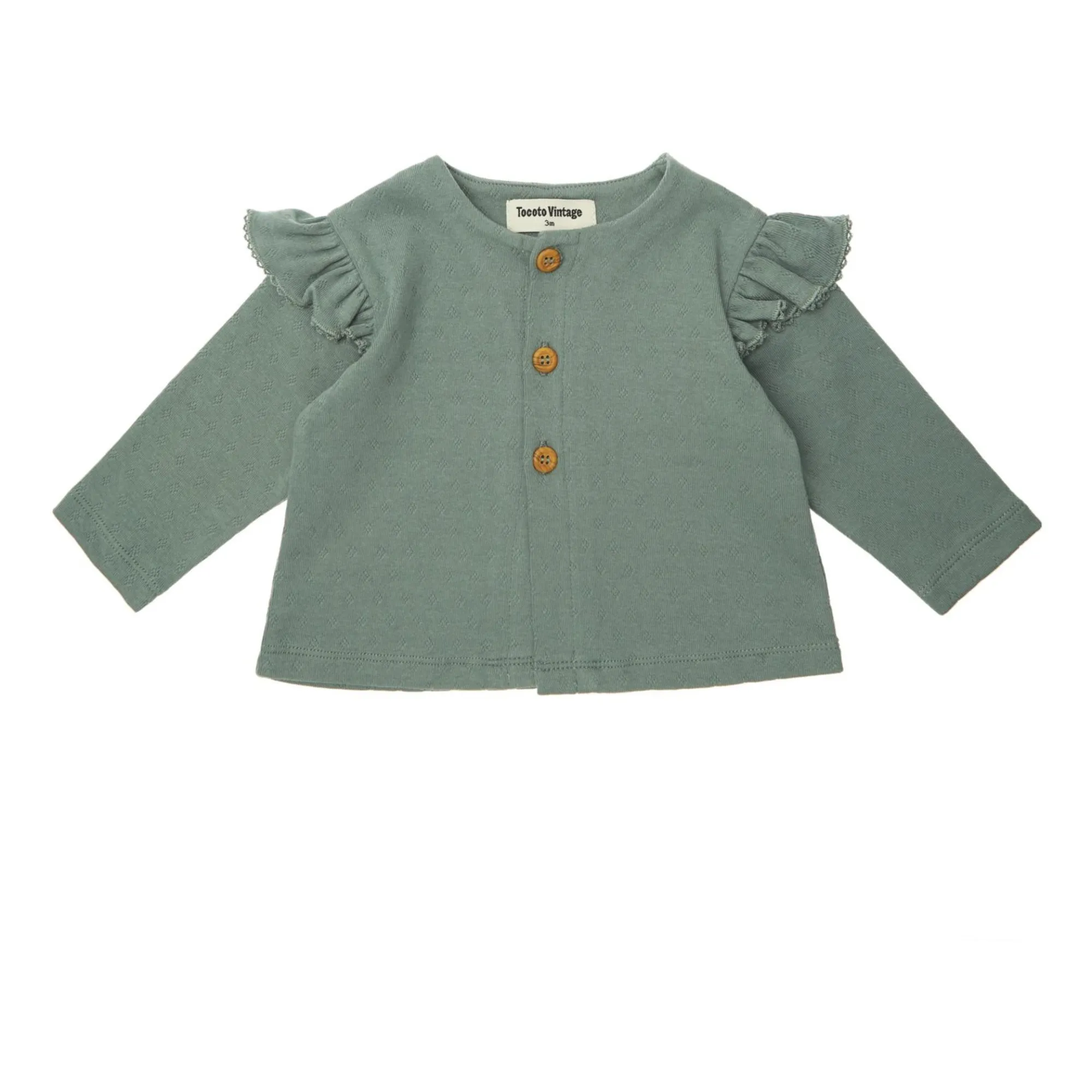 Tocoto Vintage Green Jersey Frill Baby Jacket
