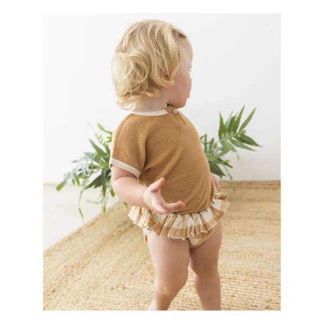 Responsible Cotton Gauze Check Baby Swim Panties | Ecru