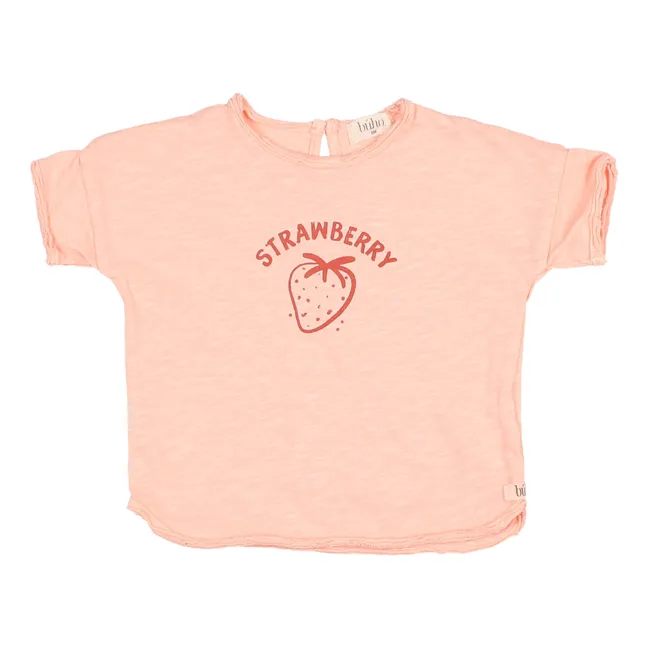 Organic Slub Cotton Strawberry Baby T-Shirt | Peach
