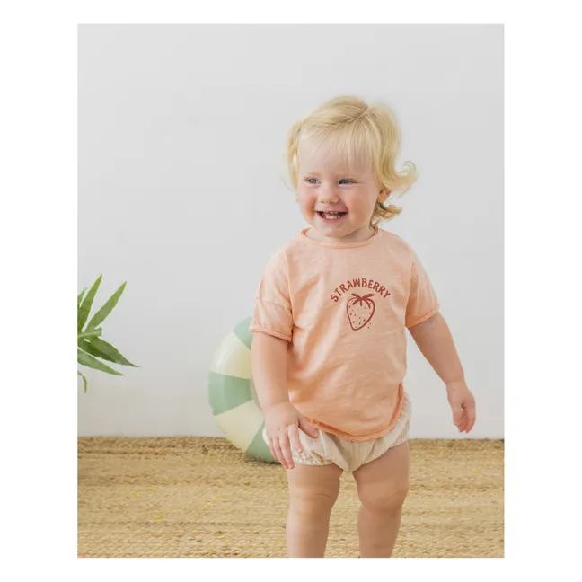 Organic Slub Cotton Strawberry Baby T-Shirt | Peach