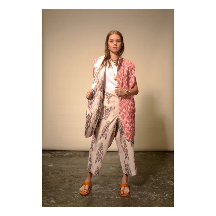 Veste Kimono Sans Manches Réversible Ikat | Crème- Image produit n°5