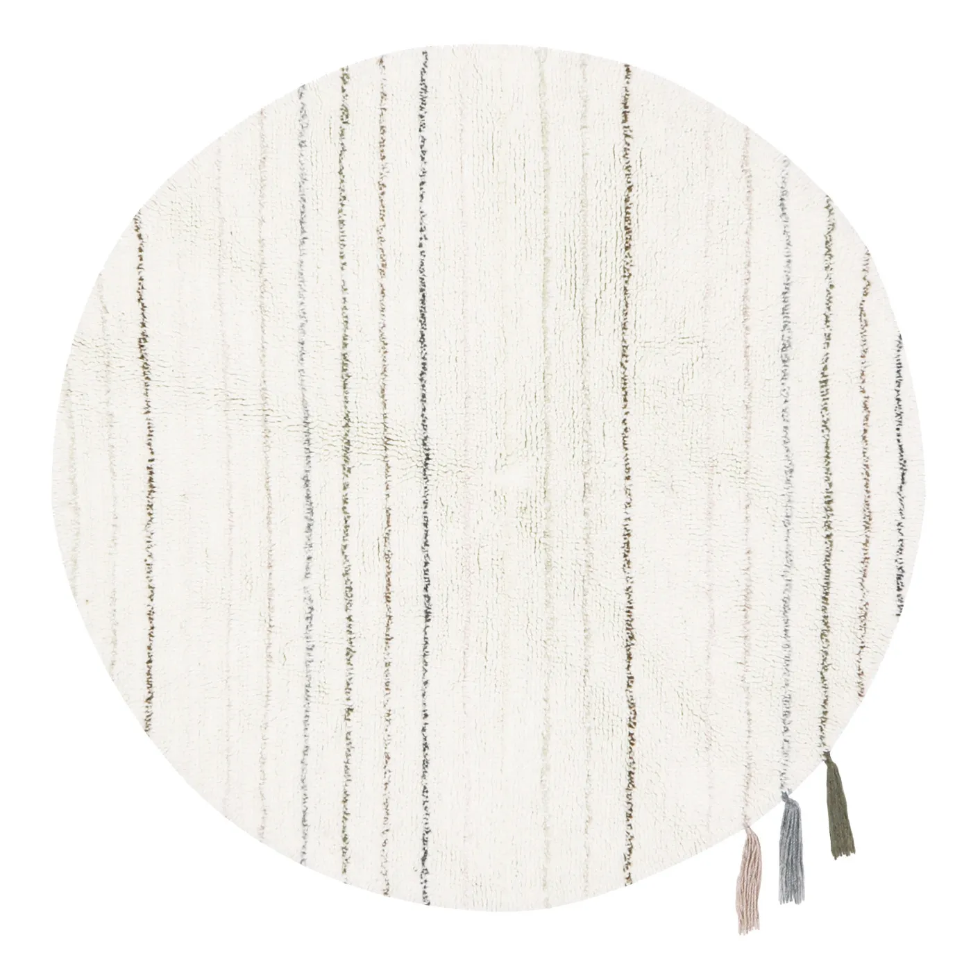 Lorena Canals Cotton White Arona Round Woollen Rug