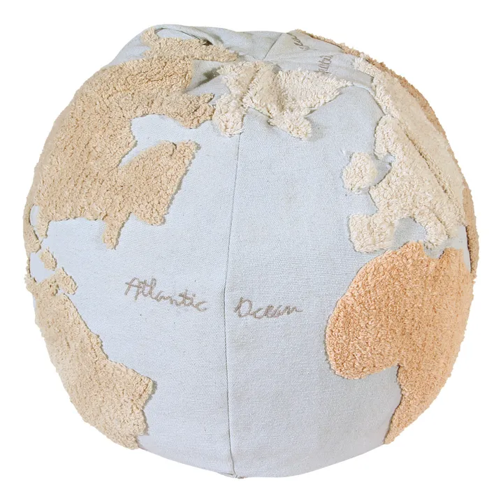 Puf Mapa del mundo | Azul Cielo- Imagen del producto n°0