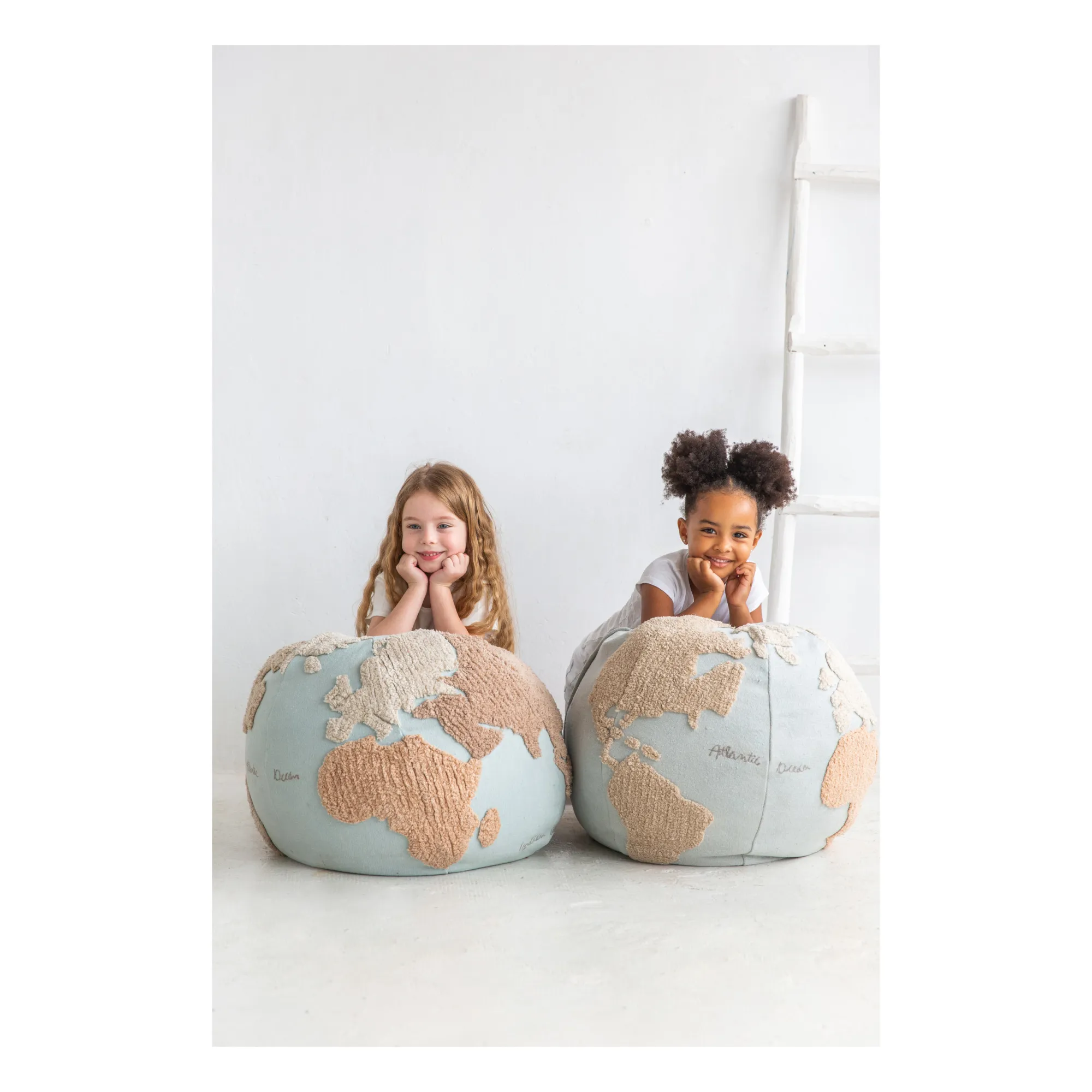 Pouf World Map | Light blue- Product image n°1