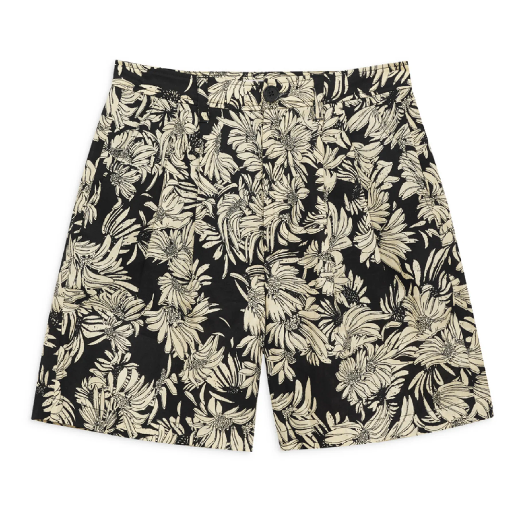 Anine Bing Black Carrie Printed Linen Shorts
