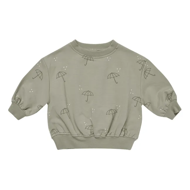 Organic cotton sweatshirt with umbrella print | Pale green