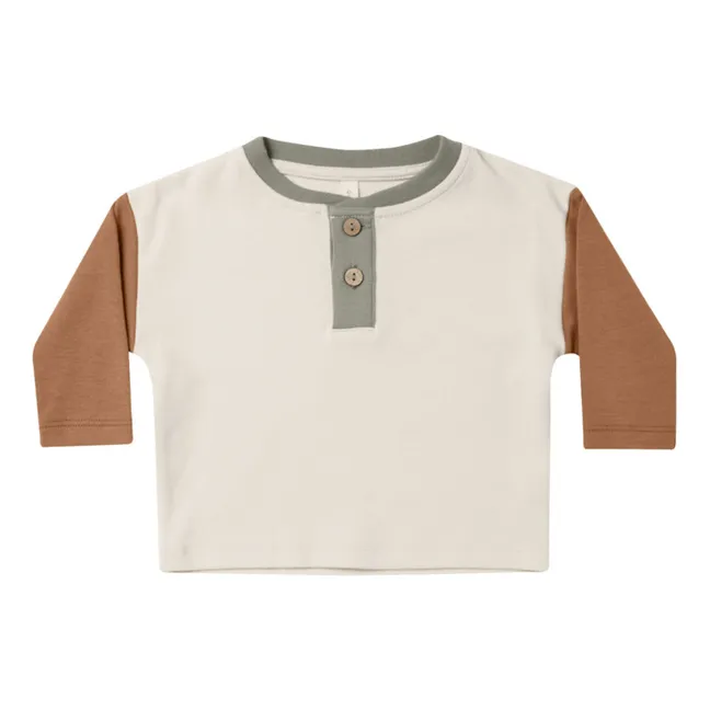 T-Shirt aus Bio-Baumwolle Jersey Color Block | Kamelbraun