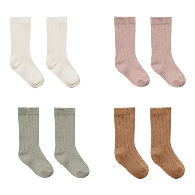 Lot 4 Paar gerippte Socken | Seidenfarben
