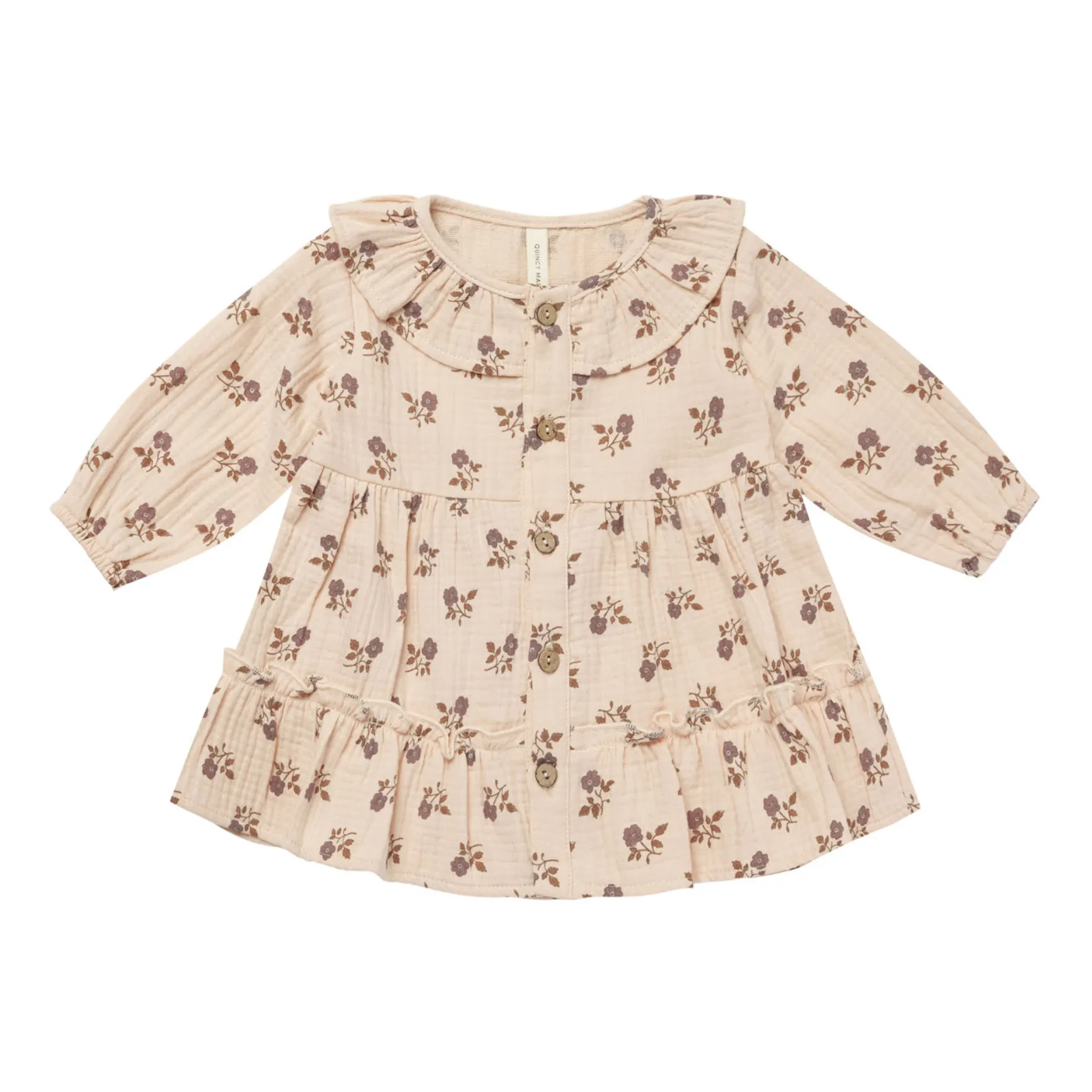 Quincy Mae Pale Pink Cotton Gauze Ruffle Dress