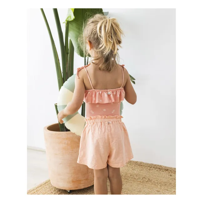 Elasticated Organic Slub Cotton Shorts | Pink