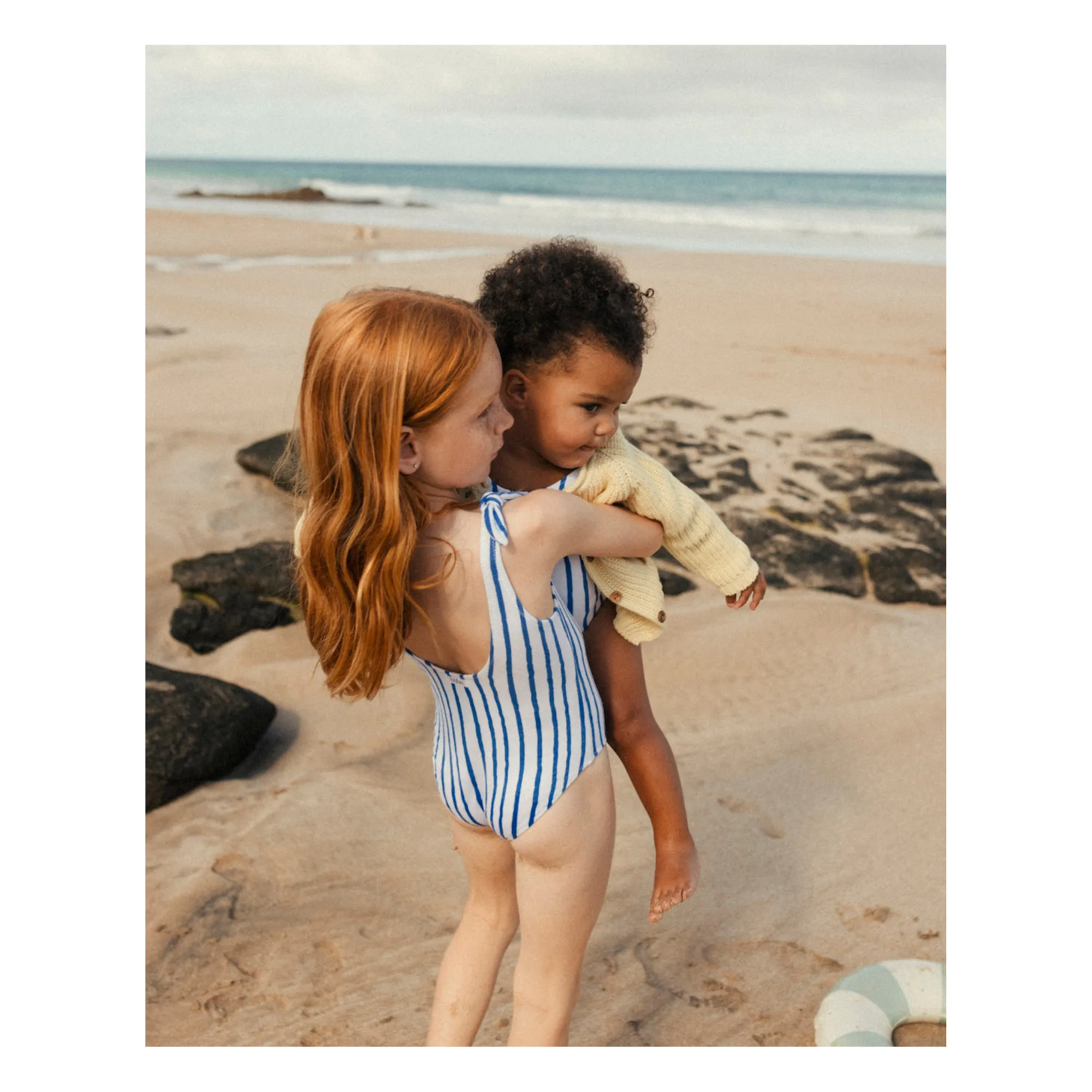 Buho Organic Cotton Striped One piece Swimsuit White Smallable