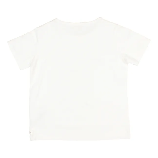 Camiseta algodón orgánico con estampado de cocodrilo | Blanco