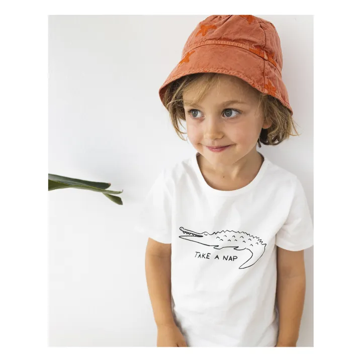 Camiseta algodón orgánico con estampado de cocodrilo | Blanco- Imagen del producto n°5