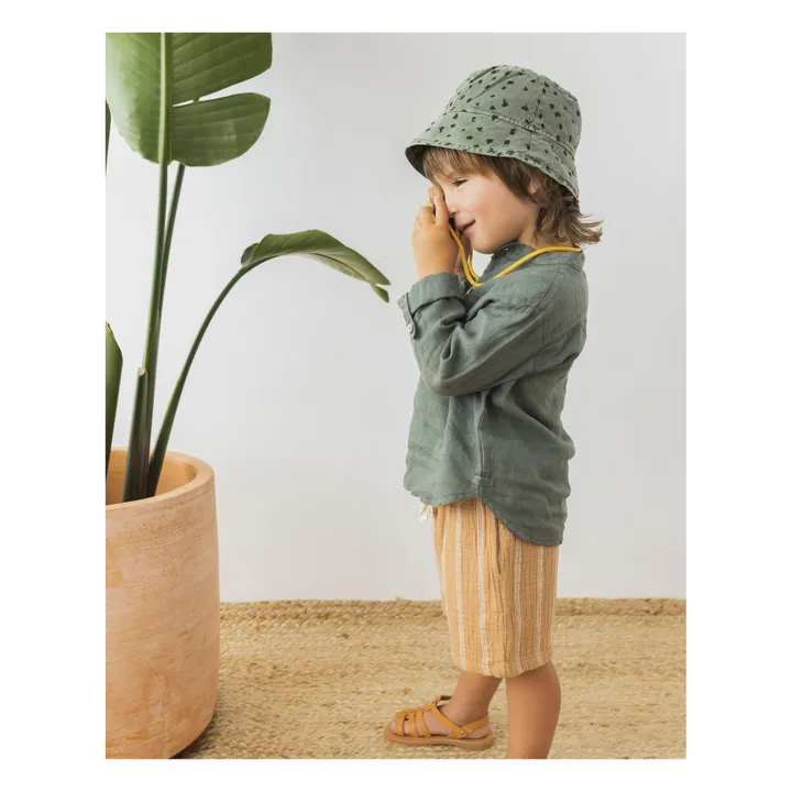 Gorro de algodón orgánico para bebé con estampado animal print | Verde Kaki- Imagen del producto n°1