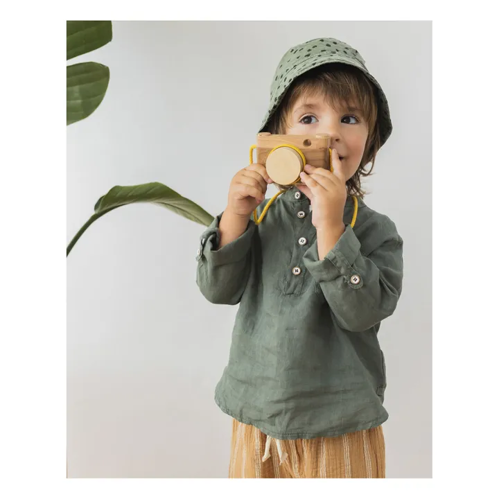 Gorro de algodón orgánico para bebé con estampado animal print | Verde Kaki- Imagen del producto n°4