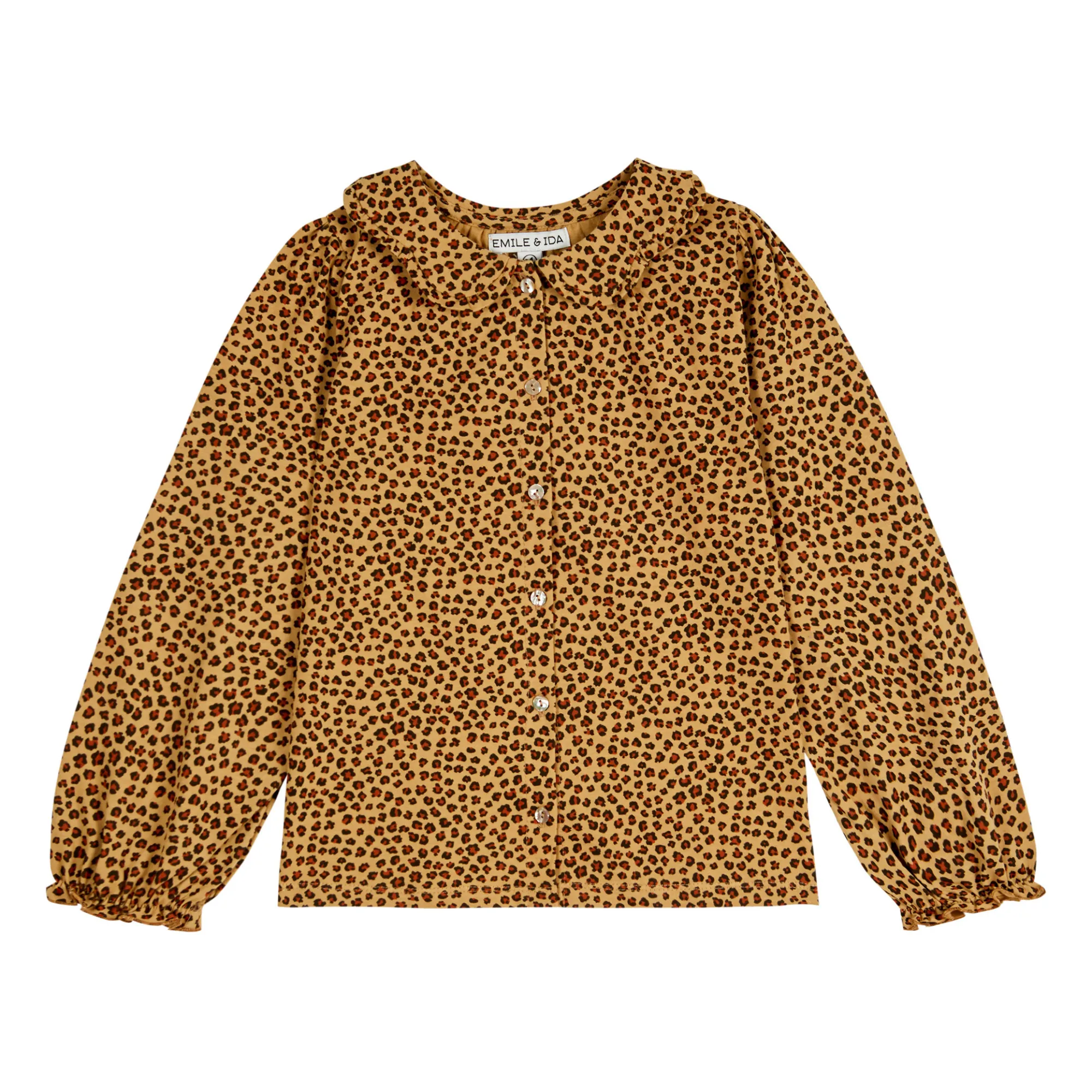 Emile Et Ida Camel Leopard Organic Cotton Jersey Blouse
