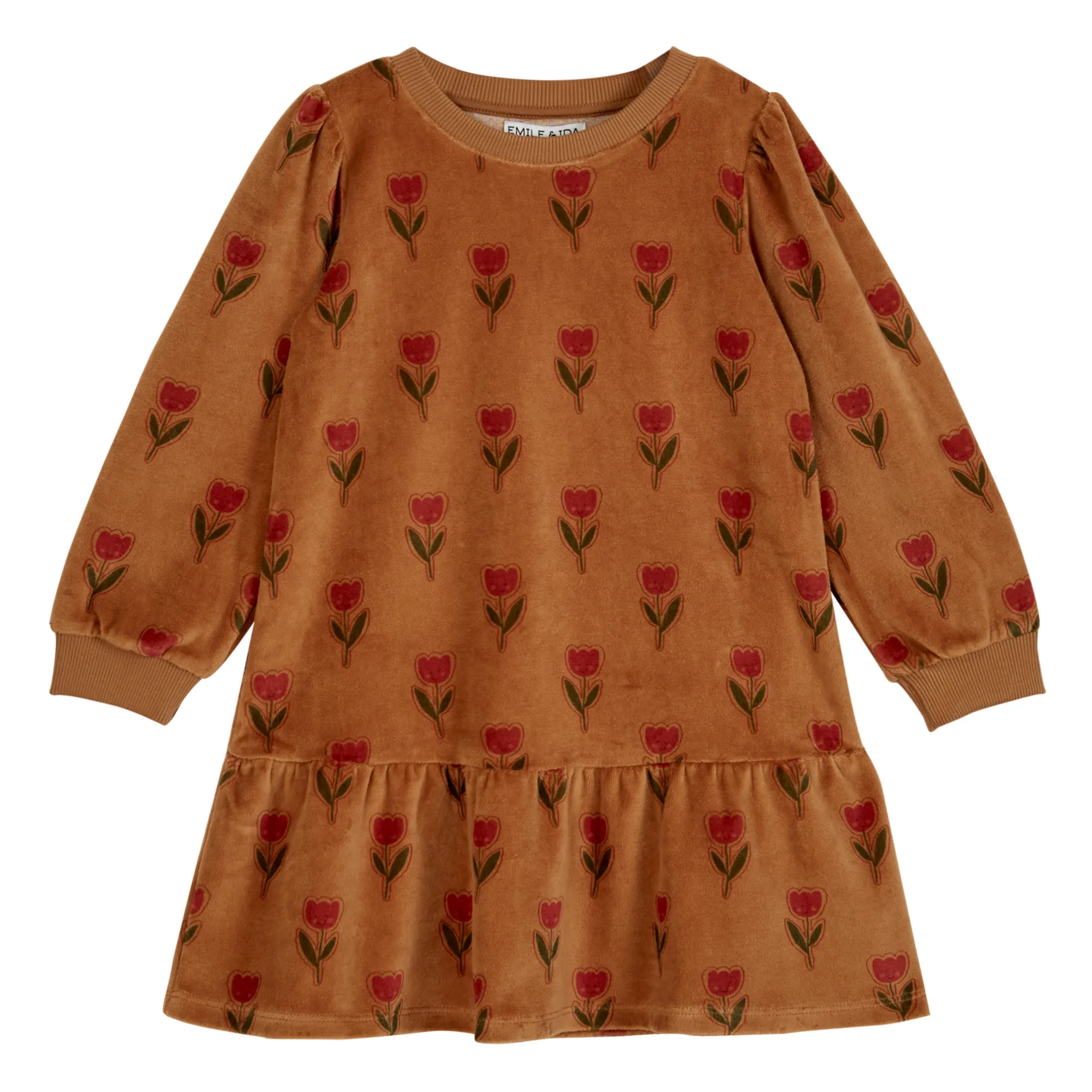 Emile Et Ida Caramel Velour Tulip Dress