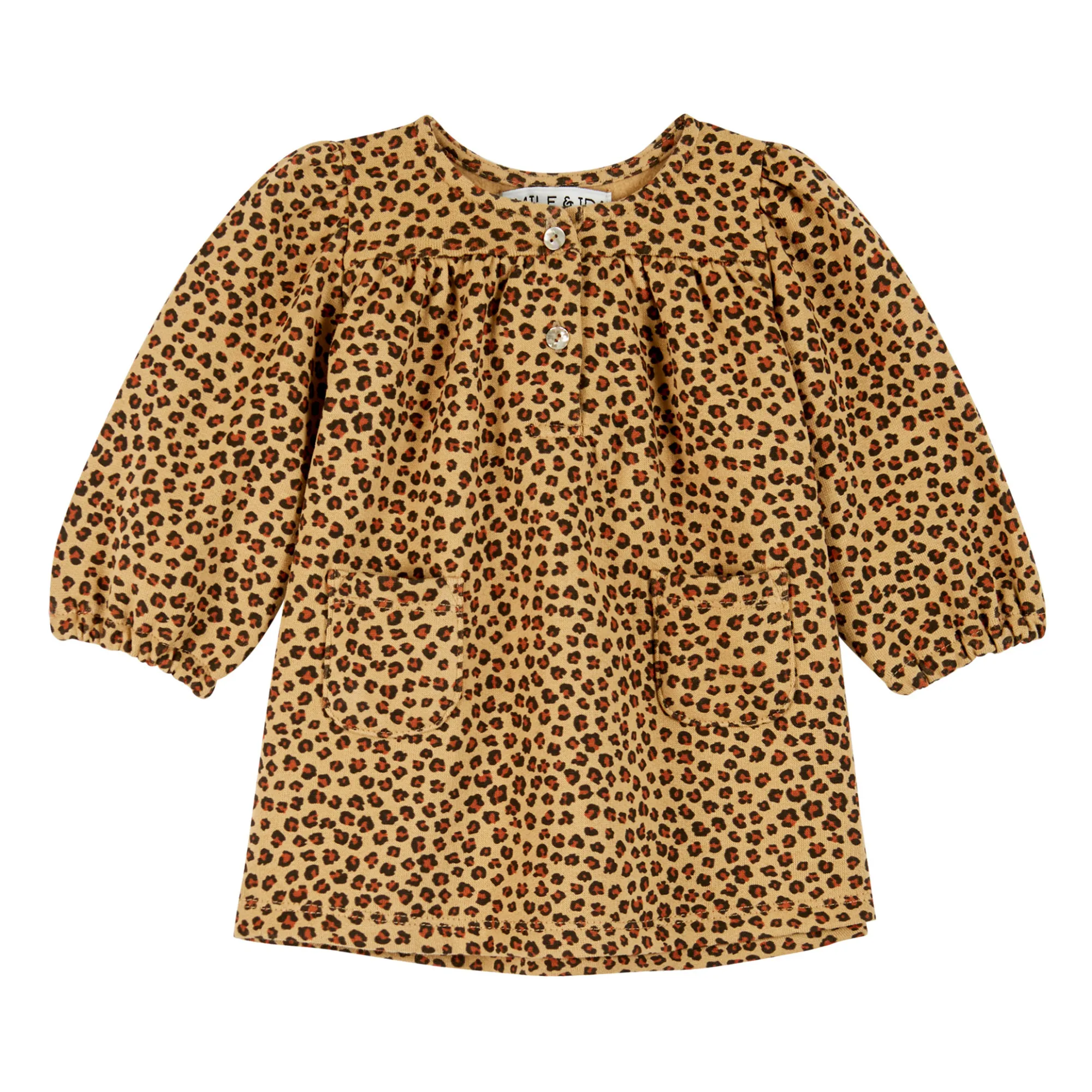 Emile Et Ida Camel Leopard Print Velour Dress