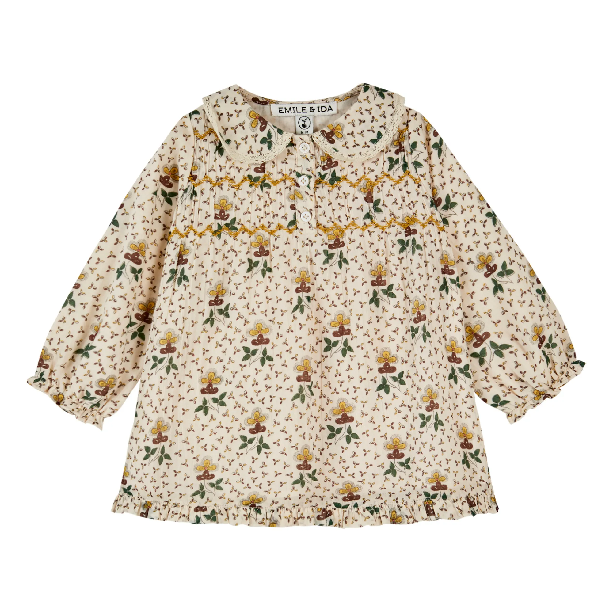 Emile Et Ida Ecru Flower Print Dress