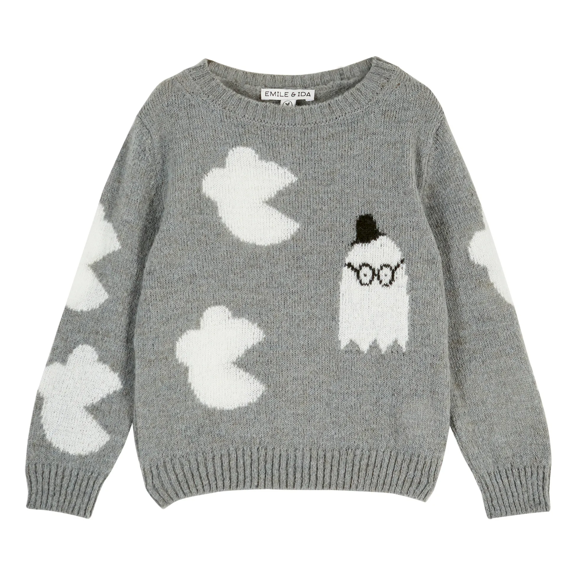 Emile Et Ida Heather Grey Mouse-Print Pullover