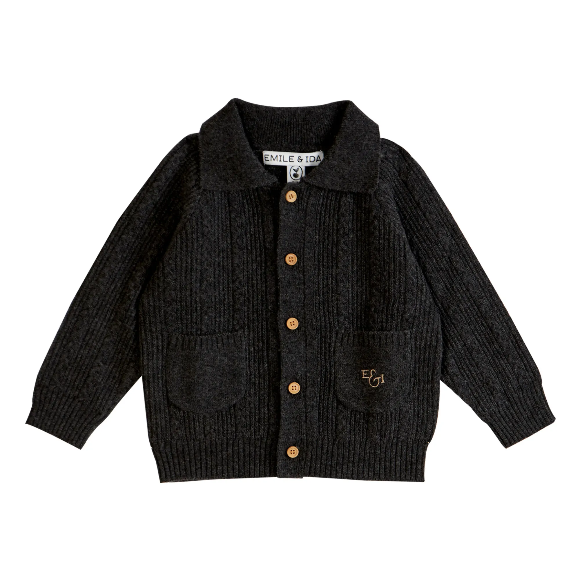 Emile Et Ida Charcoal Grey Cardigan Torsades